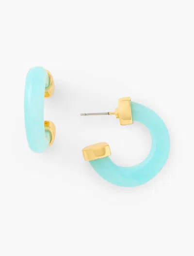 Talbots Resin Hoop Earrings - Blue Ice/gold - 001  In Blue Ice,gold