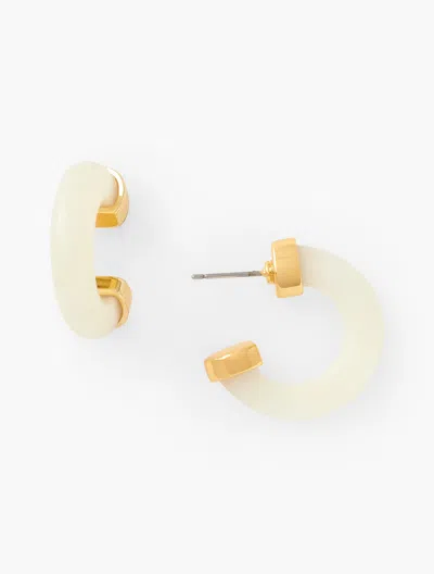Talbots Resin Hoop Earrings - Ivory/gold - 001  In Ivory,gold