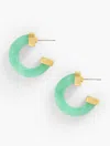 Talbots Resin Hoop Earrings - Neptune Green/gold - 001  In Neptune Green,gold