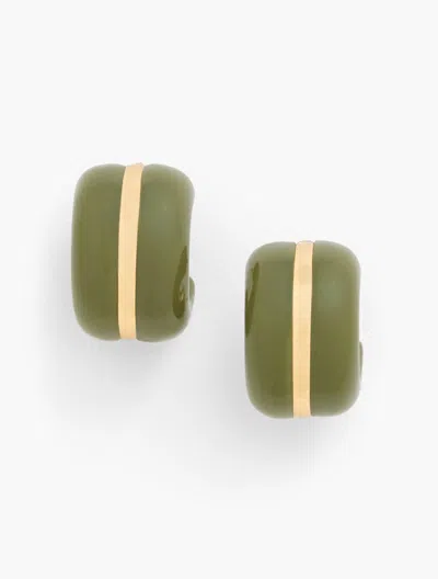 Talbots Resin Huggie Hoop Earrings - Burnt Olive/gold - 001