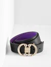 Talbots Reversible Crystal Pebble Leather Belt - Black/brilliant Purple - Xl