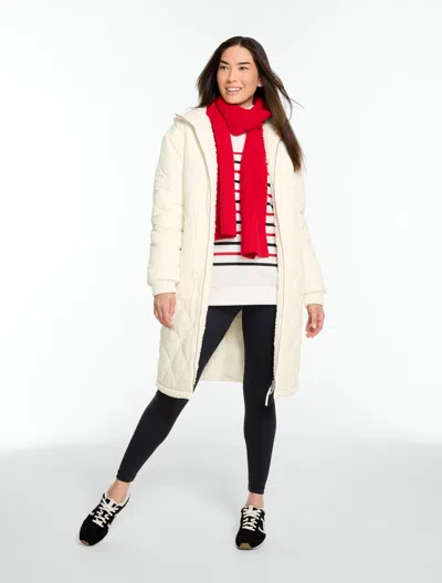 Talbots Reversible Long Sherpa Jacket - Ivory - Xs  In Neutral