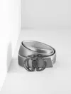 Talbots Reversible Metallic Crystal Pebble Leather Belt - Gunmetal/silver - Xl