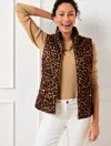 Talbots Petite - Reversible Quilted Vest - Leopard - Black/toasted Coconut - Medium - 100% Cotton  In Black,toasted Coconut