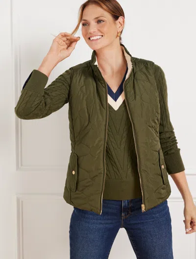 Talbots Plus Petite - Reversible Vest - Deep Moss/ivory - 3x - 100% Cotton  In Deep Moss,ivory