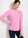 Talbots Ribbed Button Mockneck Sweater - Moonlite Mauve - 2x