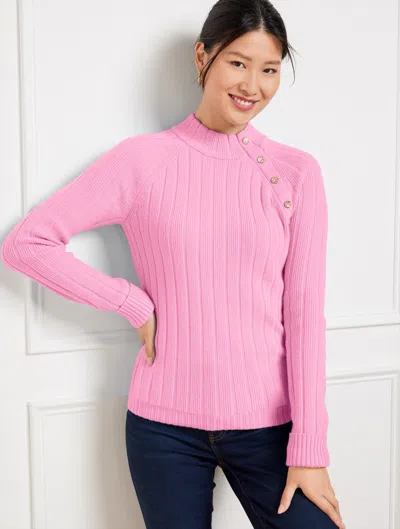 Talbots Ribbed Button Mockneck Sweater - Moonlite Mauve - 2x
