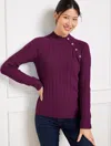 Talbots Ribbed Button Mockneck Sweater - Pretty Plum - 3x