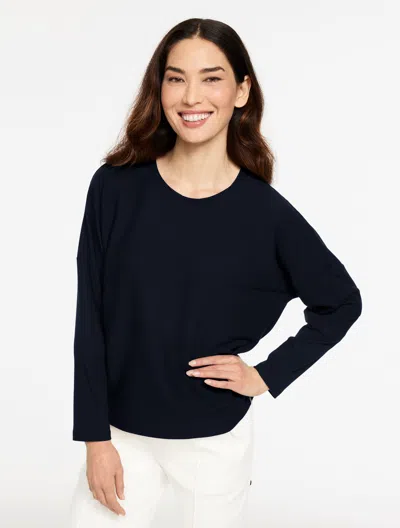 Talbots Ribbed Crewneck T-shirt - Blue - Xs  In Black