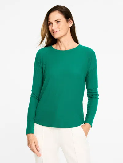 Talbots Ribbed Crewneck T-shirt - Lush Green - Xl