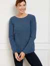 Talbots Plus Size - Ribbed Long Sleeve T-shirt - Luxe Stripe - Indigo/moonlight Blue - 3x  In Indigo,moonlight Blue