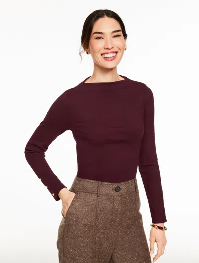 Talbots Ribbed Funnel Neck Pullover Sweater - Rich Burgundy - Xl