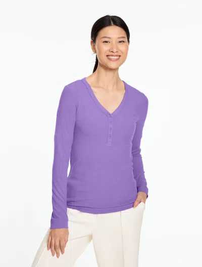 Talbots Ribbed Henley T-shirt - True Purple - Xs