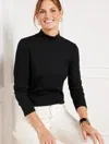 Talbots Ribbed Mockneck T-shirt - Black - Xl  In Black