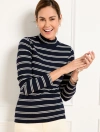 Talbots Plus Size - Ribbed Mockneck T-shirt - Emilia Stripe - Indigo/ivory - 2x  In Indigo,ivory