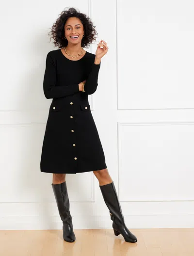 Talbots Ribbed Raglan Sweater Dress - Black - 2x
