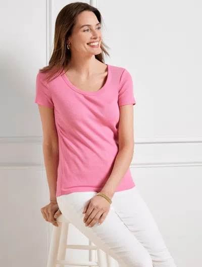 Talbots Ribbed Scoop Neck T-shirt - Aurora Pink - 2x