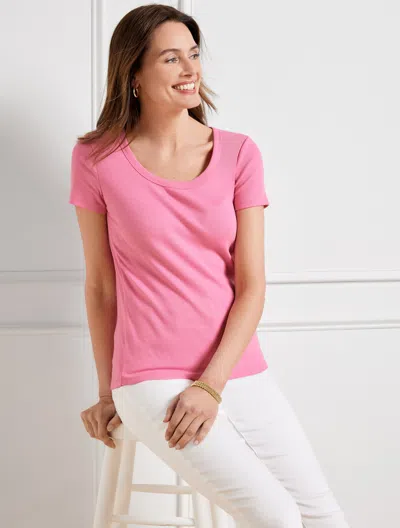 Talbots Ribbed Scoop Neck T-shirt - Aurora Pink - 2x  In Aurora Pink