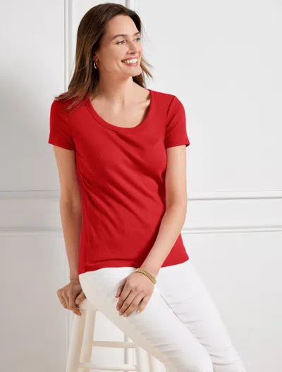 Talbots Ribbed Scoop Neck T-shirt - Bright Apple - 3x