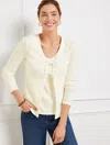 Talbots Ribbed Tie Front Cardigan Sweater - Ivory - 3x  In Ivory