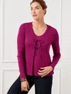 Talbots Ribbed Tie Front Cardigan Sweater - Plumrose - 2x