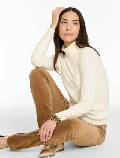 Talbots Ribbed Turtleneck Pullover Sweater - Ivory - Xs  In Multi