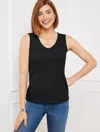 Talbots Ribbed V-neck Tank Top - Black - 1x