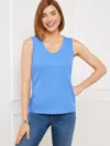 Talbots Ribbed V-neck Tank Top - Blue Wave - 2x