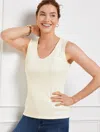 Talbots Ribbed V-neck Tank Top - Ivory - 2x