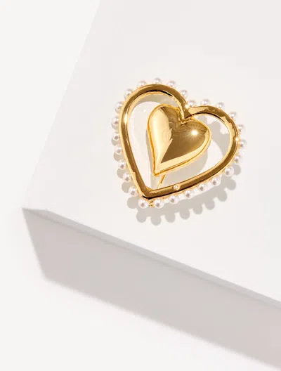 Talbots Romantic Heart Brooch - Gold - 001
