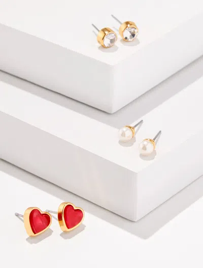Talbots Romantic Hearts Stud Earring Set - Red/gold - 001  In Multi