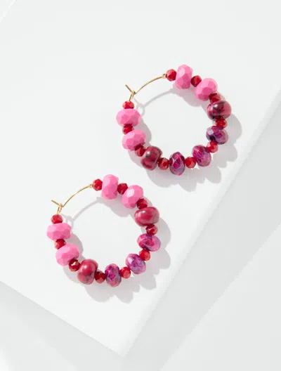 Talbots Rosaline Hoop Earrings - Beet Red / Gold - 001  In Beet Red,gold