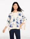 Talbots Rosette Charm Poncho - Ivory - M/l  In Multi