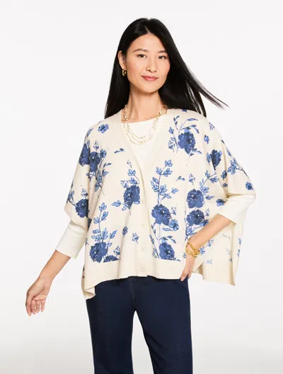 Talbots Rosette Charm Poncho - Ivory - M/l  In Multi