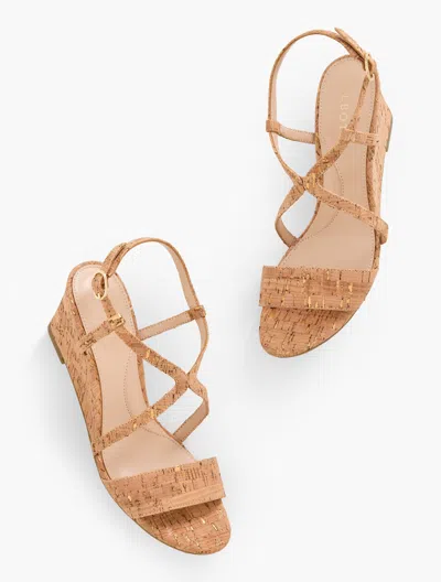 Talbots Royce Cork Wedge Sandals - Natural/gold - 10m  In Natural,gold