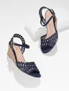 Talbots Royce Raffia Wedge Sandals - Blue - 8 1/2 M
