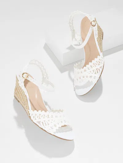 Talbots Royce Raffia Wedge Sandals - White - 10m