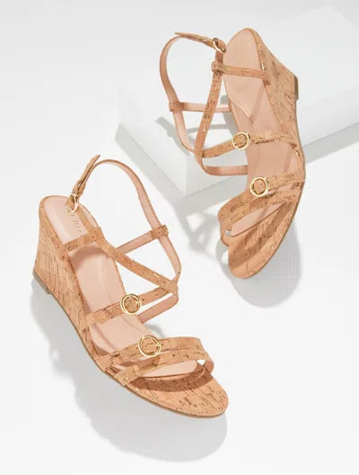 Talbots Royce Strappy Wedge Sandals - Cork - Natural/gold - 11m  In Brown