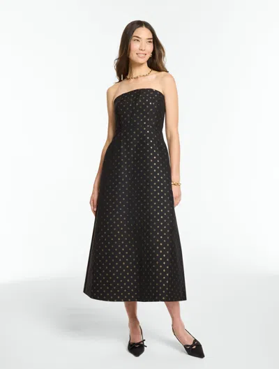 Talbots Rsvp Jacquard Dot Strapless Dress - Black/gold - 2  In Black,gold