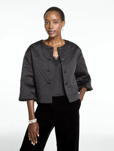 Talbots Rsvp Quilted Satin Jacket - Black - Xs