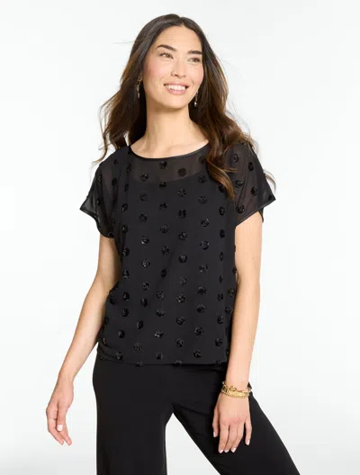 Talbots Rsvp Soft Sequin Top - Black - Xs