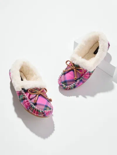 Talbots Ruby Graceful Plaid Flannel Moccasins Shoes - Very Berry - 5m  In Animal Print