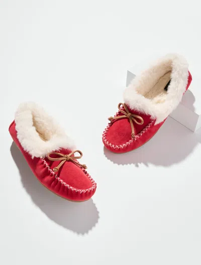 Talbots Ruby Suede Moccasins Shoes - Red - 5m  In Animal Print