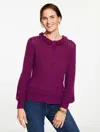 Talbots Ruffle Neck Henley Pullover Sweater - Pretty Plum - Small  In Purple