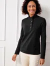 Talbots Ruffle Placket Mockneck Pullover Sweater - Black - 2x