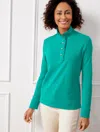 Talbots Ruffle Placket Mockneck Pullover Sweater - Lapis - 3x