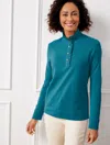 Talbots Ruffle Placket Mockneck Pullover Sweater - Teal Ocean - 2x