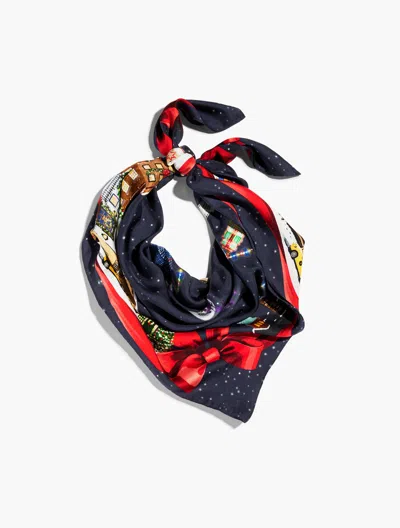 Talbots Santa In The City Silk Square Scarf - Blue - 001