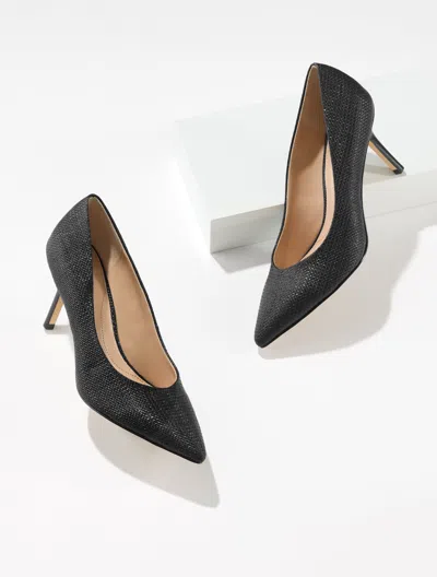 Talbots Sasha Shimmer Raffia Pointed Toe Pumps - Black - 9m