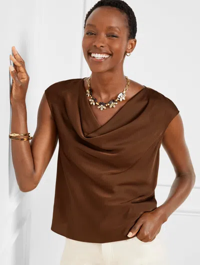 Talbots Petite - Satin Cowl-neck Shell Sweater - Dark Walnut - Xl
